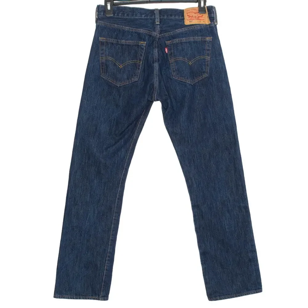 Levis Mens Jeans 501 Classic Straight Button Fly Blue Size 34x32 FL